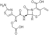 structure of CAS# 79350-37-1, Cefixime;8-[[2-(2-Amino-1,3-thiazol-4-yl)-2-(carboxymethoxyimino)acetyl]amino]-4-ethenyl-7-oxo-2-thia-6-azabicyclo[4.2.0]oct-4-ene-5-carboxylic acid