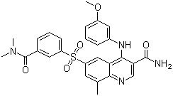 structure of CAS# 801312-28-7, GSK-256066;6-[[3-[(Dimethylamino)carbonyl]phenyl]sulfonyl]-4-[(3-methoxyphenyl)amino]-8-methyl-3-quinolinecarboxamide