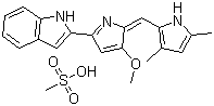 structure of CAS# 803712-79-0, Obatoclax mesilate;2-[2-[(3,5-Dimethyl-1H-pyrrol-2-yl)methylene]-3-methoxy-2H-pyrrol-5-yl]-1H-indole methanesulfonate