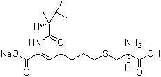 structure of CAS# 81129-83-1, Cilastatin sodium;Sodium 7-(2-amino-2-carboxy-ethyl)sulfanyl-2-(2,2-dimethylcyclopropyl)carbonylamino-hept-2-enoate; Sodium hydrogen 7-[(2-amino-2-carboxylatoethyl)thio]-2-[[(2,2-dimethylcyclopropyl)carbonyl]amino]hept-2-enoate