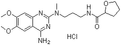 structure of CAS# 81403-68-1, Alfuzosin hydrochloride;N-[3-[(4-Amino-6,7-dimethoxy-2-quinazolynyl)methylamino]propyl]tetrahydro-2-furancarboxamide hydrochloride