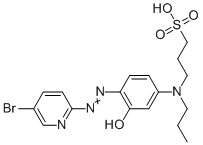 structure of CAS# 81608-06-2, 2-(5-Bromo-2-pyridylazo)-5-(N-n-propyl-N-3-sulfopropylamino)phenol;3-[4-[(5-bromopyridin-2-yl)diazenyl]-3-hydroxy-N-propylanilino]propane-1-sulfonic acid