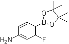 structure of CAS# 819057-45-9, 4-Amino-2-fluorophenylboronic acid pinacol ester;3-Fluoro-4-(4,4,5,5-tetramethyl-1,3,2-dioxaborolan-2-yl)aniline