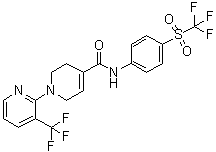 structure of CAS# 824982-41-4, 3,6-Dihydro-3'-(trifluoromethyl)-N-[4-[(trifluoromethyl)sulfonyl]phenyl][1(2H),2'-bipyridine]-4-carboxamide;A 784168