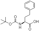 结构式 CAS# 82732-07-8, Boc-D-高苯丙氨酸; (R)-2-(叔丁氧羰基氨基)-4-苯基丁酸