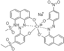 Sodium [N-[8-[[5-(ethylsulfonyl)-2-hydroxyphenyl]azo]-7-hydroxy-1-naphthalenyl]methanesulfonamidato(2-)][1-[(2-hydroxy-4-nitrophenyl)azo]-2-naphthalenolato]chromate molecular structure (CAS 83249-64-3)