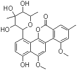structure of CAS# 83852-56-6, Chrysomycin B;4-(6-Deoxy-3-C-methyl-beta-gulopyranosyl)-1-hydroxy-10,12-dimethoxy-8-methyl-6H-benzo[d]naphtho[1,2-b]pyran-6-one