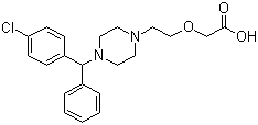 structure of CAS# 83881-51-0, Cetirizine;2-[2-[4-[(4-chlorophenyl)-phenyl-methyl]piperazin-1-yl]ethoxy]acetic acid