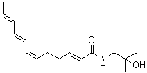 structure of CAS# 83883-10-7, Hydroxy-alpha-sanshool;(2E,6Z,8E,10E)-N-(2-Hydroxy-2-methylpropyl)-2,6,8,10-dodecatetraenamide; 2E,6Z,8E,10E-Dodecatetraenoic acid N-(2-hydroxy-2-methylpropyl)amide