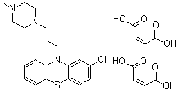 structure of CAS# 84-02-6, Prochlorperazine maleate;Prochlorperazine maleate; Stemetil; Stemetil dimaleate; Vertigon; 2-Chloro-10-[3-(4-methyl-1-piperazinyl)propyl]phenothiazine dimaleate; Buccastem
