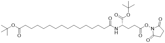 结构式 CAS# 843666-26-2, 1-(叔-丁基)5-(2,5-二氧代吡咯烷-1-基)(16-(叔-丁氧基)-16-氧代棕榈酰)-L-谷氨酸酯