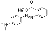 结构式 CAS# 845-10-3, 甲基红钠盐; 2-[4-(二甲基氨基)苯基偶氮]苯甲酸钠盐