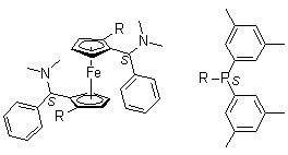 结构式 CAS# 847997-73-3, (1S,1'S)-1,1'-二[二(3,5-二甲基苯基)膦基]-2,2'-二[(S)-(二甲基氨基)苯基甲基]二茂铁