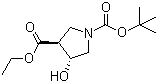structure of CAS# 849935-85-9, (3S,4R)-1-tert-Butyl 3-ethyl 4-hydroxypyrrolidine-1,3-dicarboxylate