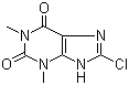 结构式 CAS# 85-18-7, 8-氯茶碱; 8-氯-1,3-二甲基-2,6-(1H,3H)-嘌呤二酮