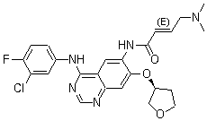 structure of CAS# 850140-72-6, Afatinib;BIBW 2992; Tovok; (2E)-N-[4-[(3-Chloro-4-fluorophenyl)amino]-7-[[(3S)-tetrahydro-3-furanyl]oxy]-6-quinazolinyl]-4-(dimethylamino)-2-butenamide