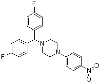 structure of CAS# 851472-82-7, 1-[Bis(4-fluorophenyl)methyl]-4-(4-nitrophenyl)piperazine