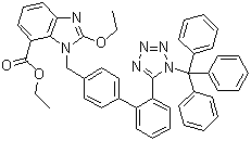 N-三苯甲基坎地沙坦乙酯分子结构 (CAS 856414-35-2)