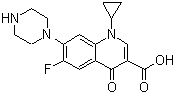 结构式 CAS# 85721-33-1, 环丙沙星; 1-环丙基-6-氟-1,4-二氢-4-氧代-7(1-哌嗪基)-3-喹啉羧酸