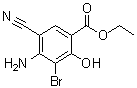 structure of CAS# 85946-11-8, 4-Amino-3-bromo-5-cyano-2-hydroxybenzoic acid ethyl ester