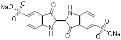 structure of CAS# 860-22-0, Acid Blue 74;C.I. 73015; Indigo Carmine; Food Blue 1; 5,5'-Indigodisulfonic acid disodium salt; Disodium 5,5'-(2-(1,3-dihydro-3-oxo-2H-indazol-2-ylidene)-1,2-dihydro-3H-indol-3-one)disulphonate