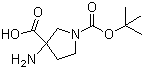 structure of CAS# 862372-66-5, 3-Amino-1-Boc-pyrrolidine-3-carboxylic acid;3-Amino-1-(tert-butoxycarbonyl)pyrrolidine-3-carboxylic acid; 3-Amino-pyrrolidine-1,3-dicarboxylic acid 1-tert-butyl ester
