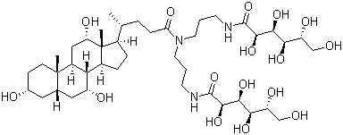 结构式 CAS# 86303-22-2, (3a,5b,7a,12a)-N,N-双[3-(D-葡萄糖酰氨基)丙基]-3,7,12-三羟基胆甾烷-24-胺