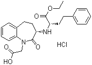 structure of CAS# 86541-74-4, Benazepril hydrochloride;{(3S)-3-[(1S)-1-Ethoxycarbonyl-3-phenylpropylamino]-2,3,4,5-tetrahydro-2-oxo-1H-1-benzazepin-1-yl}acetic acid hydrochloride