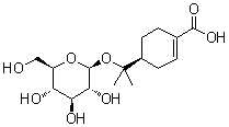 结构式 CAS# 865887-46-3, (4S)-4-[1-(beta-D-吡喃葡萄糖基氧基)-1-甲基乙基]-1-环己烯-1-羧酸