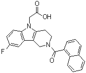 structure of CAS# 866460-33-5, Setipiprant;8-Fluoro-1,2,3,4-tetrahydro-2-(1-naphthalenylcarbonyl)-5H-pyrido[4,3-b]indole-5-acetic acid; ACT 129968