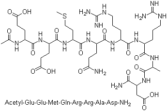 structure of CAS# 868844-74-0, N-Acetyl-L-alpha-glutamyl-L-alpha-glutamyl-L-methionyl-L-glutaminyl-L-arginyl-L-arginyl-L-alanyl-L-alpha-asparagine;(4S)-4-acetamido-5-[[(2S)-1-[[(2S)-1-[[(2S)-5-amino-1-[[(2S)-1-[[(2S)-1-[[(2S)-1-[[(2S)-1-amino-3-carboxy-1-oxopropan-2-yl]amino]-1-oxopropan-2-yl]amino]-5-(diaminomethylideneamino)-1-oxopentan-2-yl]amino]-5-(diaminomethylideneamino)-1-oxopentan-2-yl]amino]-1,5-dioxopentan-2-yl]amino]-4-methylsulfanyl-1-oxobutan-2-yl]amino]-4-carboxy-1-oxobutan-2-yl]amino]-5-oxopentanoic acid