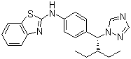 structure of CAS# 870093-23-5, Talarozole;N-[4-[(1R)-2-Ethyl-1-(1H-1,2,4-triazol-1-yl)butyl]phenyl]-2-benzothiazolamine