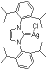 structure of CAS# 873297-19-9, [1,3-Bis[2,6-bis(1-methylethyl)phenyl]-1,3-dihydro-2H-imidazol-2-ylidene]chlorosilver