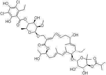 结构式 CAS# 873857-62-6, 非达霉素