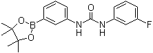 structure of CAS# 874302-03-1, N-(3-Fluorophenyl)-N'-[3-(4,4,5,5-tetramethyl-1,3,2-dioxaborolan-2-yl)phenyl]urea