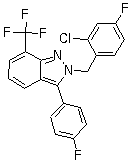 structure of CAS# 875787-07-8, LXR 623;WAY 252623; 2-[(2-Chloro-4-fluorophenyl)methyl]-3-(4-fluorophenyl)-7-(trifluoromethyl)-2H-indazole