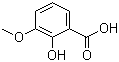 结构式 CAS# 877-22-5, 3-甲氧基水杨酸; 2-羟基-3-甲氧基苯甲酸
