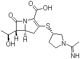 结构式 CAS# 87726-17-8, 帕尼培南; (5R,6S)-2-[1-乙酰氨基吡咯烷-3(S)-硫]-6-[1(R)-羟乙基]-2-碳青霉烯-3-羧酸