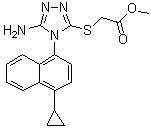 结构式 CAS# 878671-98-8, 2-[[5-氨基-4-(4-环丙基萘-1-基)-4H-1,2,4-三唑-3-基]硫代]乙酸甲酯
