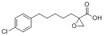 structure of CAS# 88431-47-4, Clomoxir;2-[5-(4-chlorophenyl)pentyl]oxirane-2-carboxylic acid