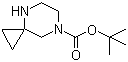 structure of CAS# 886766-28-5, 4,7-Diazaspiro[2.5]octane-7-carboxylic acid tert-butyl ester