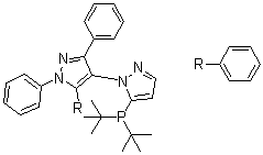 structure of CAS# 894086-00-1, 5-[Di(tert-butyl)phosphino]-1',3',5'-triphenyl-1'H-[1,4']bipyrazolyl;ditert-butyl-[2-(1,3,5-triphenylpyrazol-4-yl)pyrazol-3-yl]phosphane