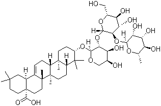 structure of CAS# 89412-79-3, Raddeanin A;Raddeanin R3; Raddeanoside R3; (3beta)-3-[(O-6-Deoxy-alpha-L-mannopyranosyl-(1-2)-O-beta-D-glucopyranosyl-(1-2)-alpha-L-arabinopyranosyl)oxy]olean-12-en-28-oic acid