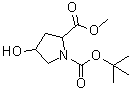 结构式 CAS# 897046-42-3, 叔丁氧羰基-DL-4-羟基脯氨酸甲酯
