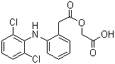 structure of CAS# 89796-99-6, Aceclofenac;2-[2-[2-(2,6-Dichlorophenyl)aminophenyl]acetyl]oxyacetic acid