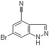 结构式 CAS# 898747-00-7, 6-溴-1H-吲唑-4-甲腈