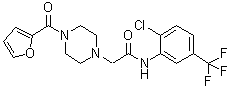 结构式 CAS# 899713-86-1, N-[2-氯-5-(三氟甲基)苯基]-4-(2-呋喃基羰基)-1-哌嗪乙酰胺
