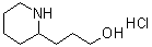 structure of CAS# 90226-88-3, 2-Piperidinepropanol hydrochloride;3-(2-Piperidinyl)-1-propanol hydrochloride