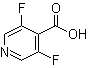 structure of CAS# 903522-29-2, 3,5-Difluoro-4-pyridinecarboxylic acid;3,5-Difluoroisonicotinic acid; 3,5-Difluoropyridine-4-carboxylic acid