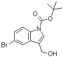 结构式 CAS# 905710-14-7, 5-溴-3-(羟基甲基)-1H-吲哚-1-羧酸叔丁酯